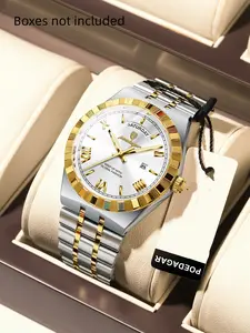 Poedagar Original Military Men's Watch Week Date Quartz Watch Men's Anti Dwarf Waterproof Luminous Stainless Steel Watch Men's Watch