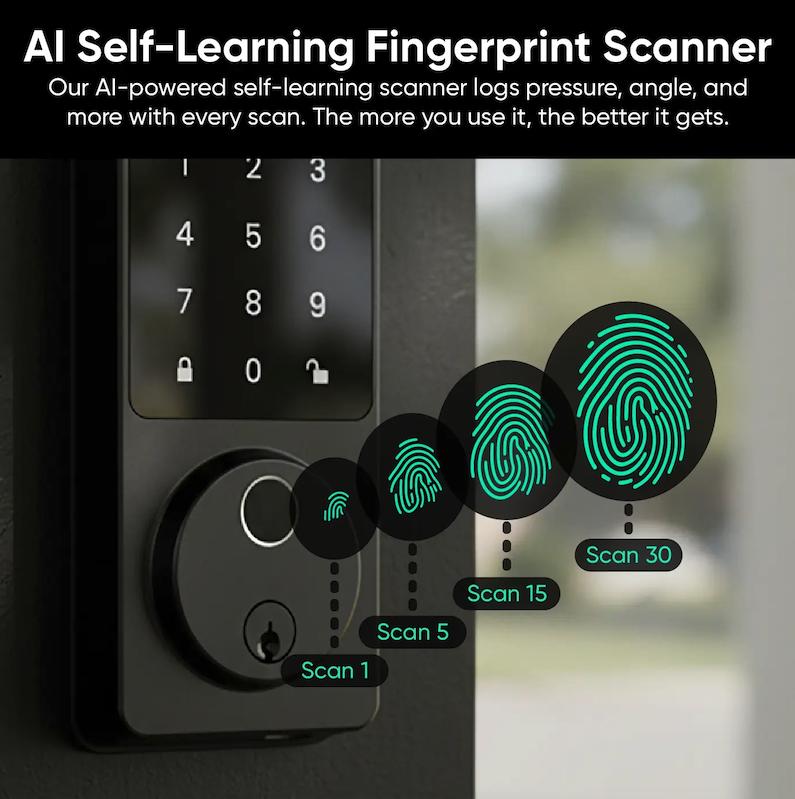 Wyze Lock Bolt v2 — Fingerprint Keyless Security Lock, Smart Wi-Fi + Bluetooth Deadbolt Replacement, IPX5 Weatherproof, Auto-Lock, Smartphone Control, Keypad