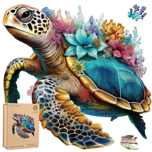 Delobil Premium Thick Puzzles for Adults with Puzzle Saver, Unique Adult Jigsaw Puzzles, Brain Teaser Family Game Gift, Leisure Time Fun Challenge & Stress Relief-Coral Turtle-200pcs