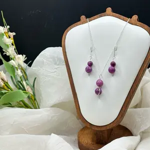 Natural Lepidolite Necklace and Earringsngs