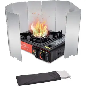 10/12/16 Plates Stove Windscreen, Aluminum Stove Windshield with Drawstring Bag, for Camping, Butane Stoves(10 Plates) outdoor patio