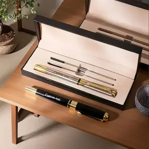 1‑Piece Metal Gel Pen + 2 Refills & Gift Box — Personalized Luxury All‑Metal Click Pen (Logo/Text Engraving) — 0.5mm Smooth Black Refill — Premium Business Gift for Men, Corporate Promotions, Holidays, Weddings, Back‑to‑School & Graduation