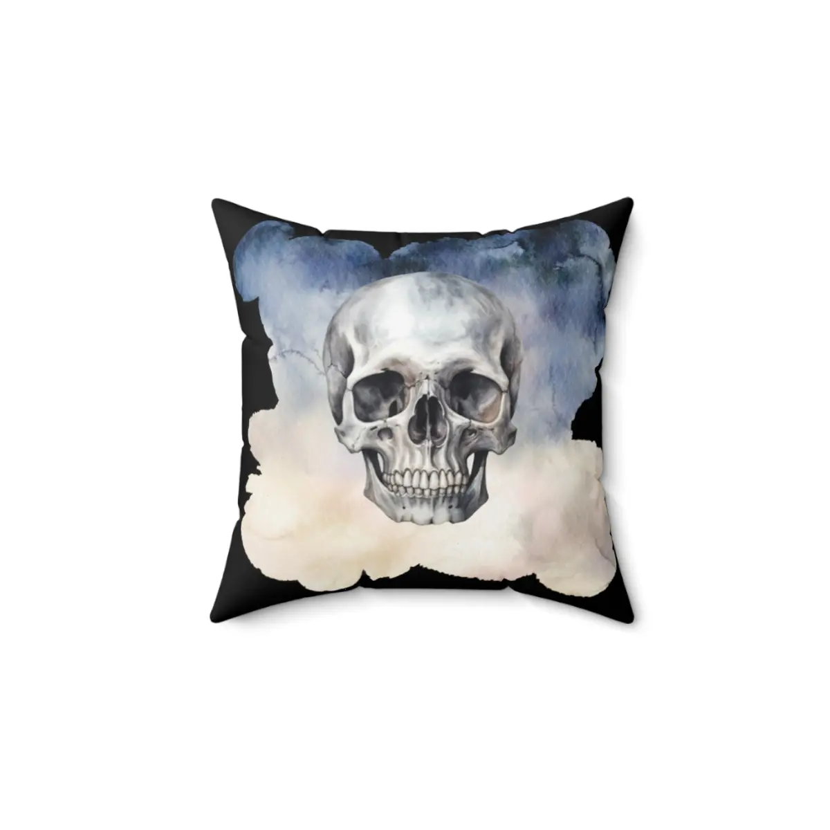 Skull with abstract watercolor background Faux Suede Square Pillow, Throw Pillow