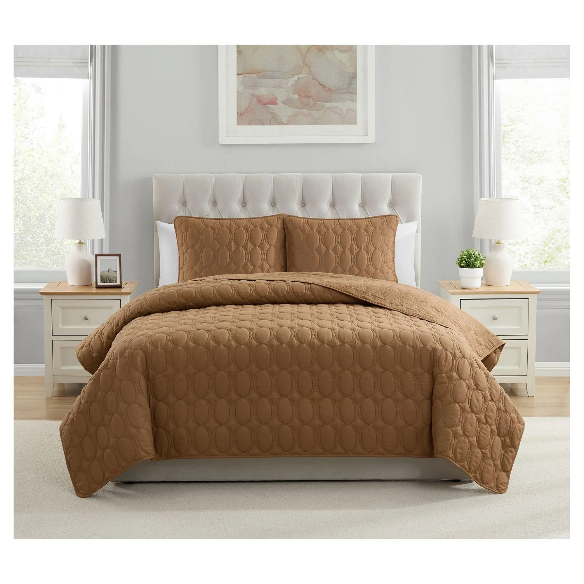 VCNY Home Circles 3-Piece Microfiber Quilt Set,F/ Q VCNY Home Circles 3-Piece Microfiber Quilt Set,F/ Q