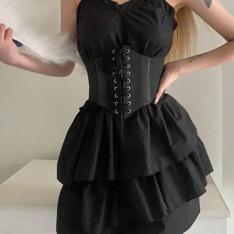 1 Piece Simple Women's Criss Cross Lace up Corset Belt, Grommet Eyelet Decorated Elastic Waist Belt for Dress, Party Clothing Decor Accessory Aesthetic