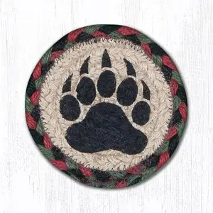 212 MAIN 5 in. Animal Paw Individual Jute Coaster Rug - Braided Look, Hand-Stenciled Natural Material, Stylish Kitchen Tableware Accessory
