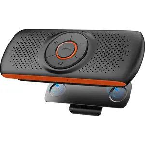 Car Bluetooth Speaker for Cell Phone, Portable Bluetooth Handsfree Car Kit Wireless in Car Speakerphone Music Player with Visor Clip, Supports Siri Google Assistant TF Card Playback