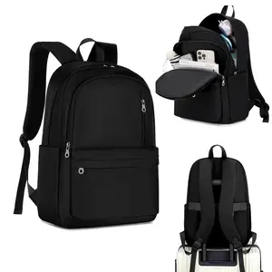 BAGOK Casual Nylon Black Backpack for School and College in Lightweight Daypack Style With Laptop Compartment, Large Capacity Waterproof Multi-layer zipper Suitable for Men Women Boys Girls Gym Travel and Work