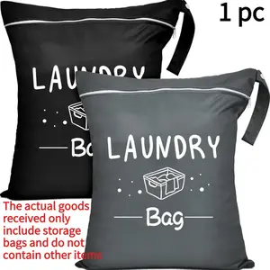 Laundry Bag, Laundry Basket Bag, 1 Count Letter Pattern Zipper Laundry Bag with Handle, Removable Washing Bags, Washable Storage Bag for Travel, Sports, Yoga, Gym, and Home Use