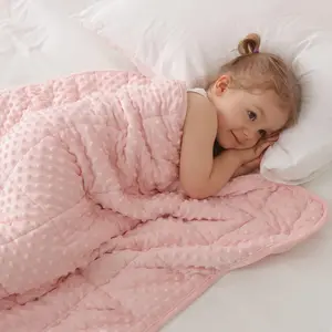 Kids Twin 5lbs Weighted Blanket (36"*48", Pink) Breathable Soft Minky Throw Blanket All Season Heavy Blanket with Premium Glass Beads