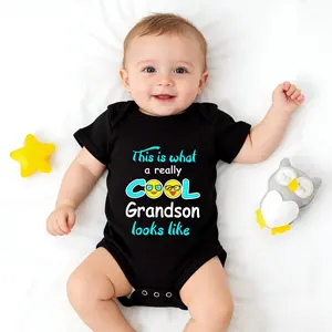 This Is What A Really Cool Grandson Looks Like Funny Baby Bodysuit, Cool Grandson Newborn Romper, Grandma & Grandpa Baby Gift for Boy