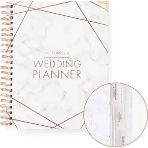 Wedding Planner Book and Organizer Bridal Planning Binder with Countdown Calendar Bride Gifts Bridal Stuff Notebook Journal (MARBLED)