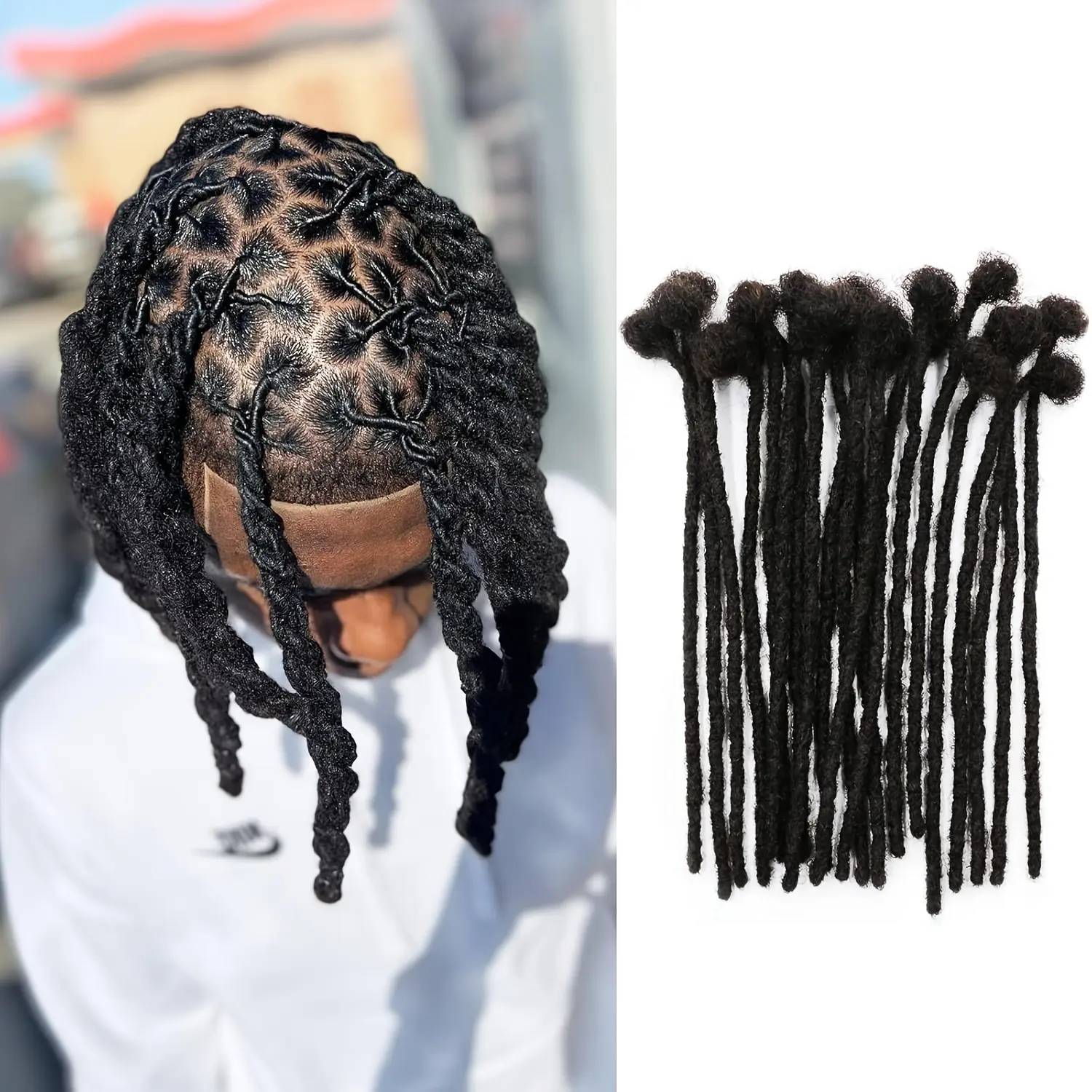 Hot Wholesale Mini Loc Extensions Human Hair, 0.2cm 8-18 Inch 30 Strands Dreadlock Extensions Human Hair Loc Extensions Dreads Extensions for Men Women Real Human Hair Locs 1B Natural Black Handmade Permanent Locs