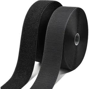 2 Inch x 33   Sew  Hook and Loop Roll, Black Non-Adhesive Nylon Fabric Fastener Strips for Clothing Shoes and Hats Sewing,  Grip