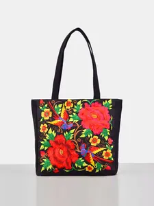 Women's Ethnic Floral Embroidered Fashionable Bucket Bag, Casual All-Seasons Design, Large Capacity & Stylish Carryall, Ideal for Daily Use, Women's Gift, Gift for Mother
