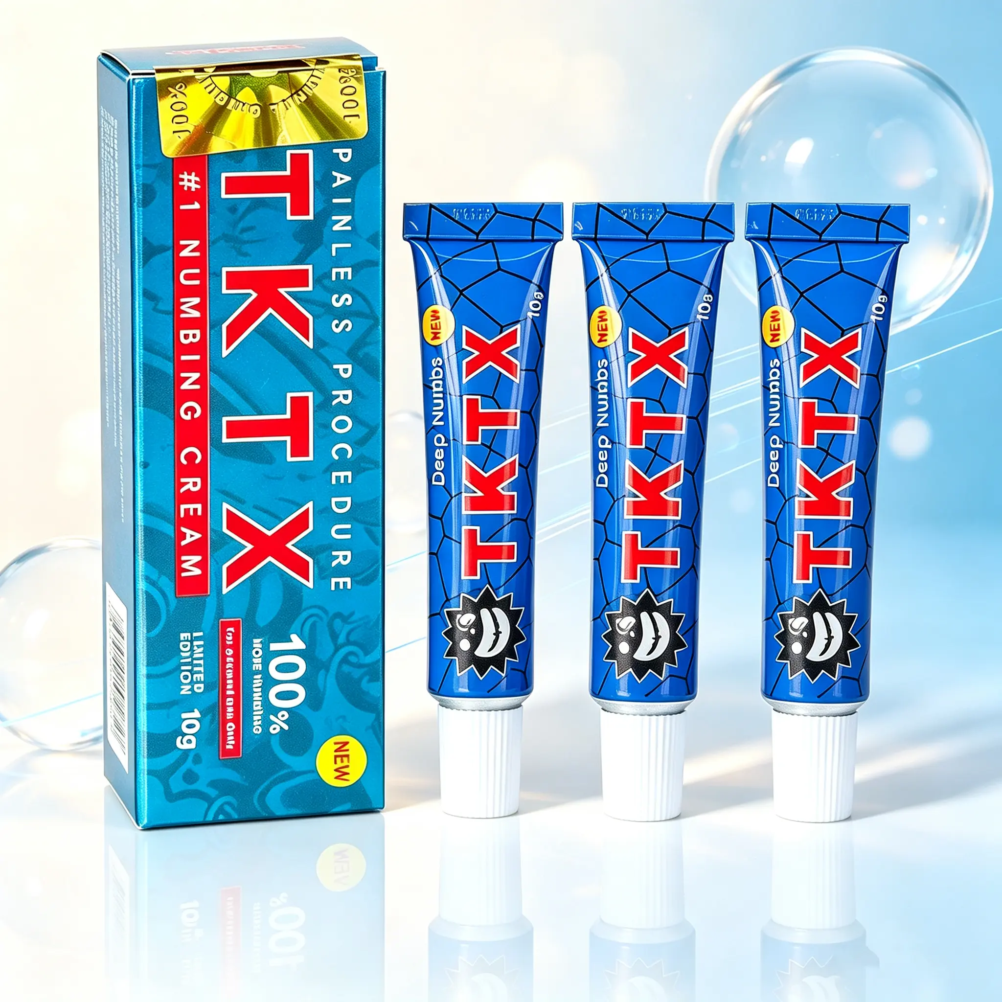 TK-TX Upgraded Version 100% Deep Numbing Cream, Painless Topical Anesthetic Cream for Tattoo, Piercing, Microblading, Laser Treatment, Permanent Makeup, Long Lasting Skin Numbing Ointment for Cosmetic Procedures-10g