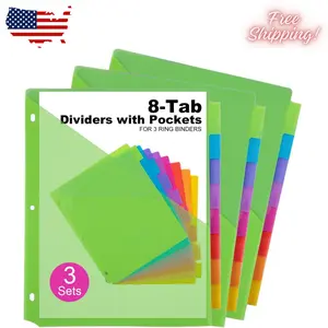 Dividers for 3 Ring Binder, 8 Tab Multicolor Binder Dividers