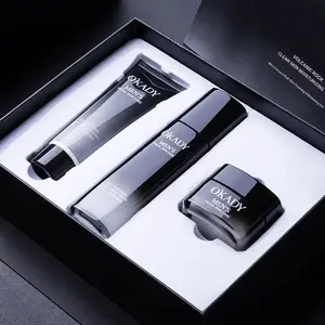 Men's Skincare Set, 3 Counts, Volcanic Rock, Cleansing, Moisturizing, Gentle, Hydrating, Summer Gift, Suitable for Men