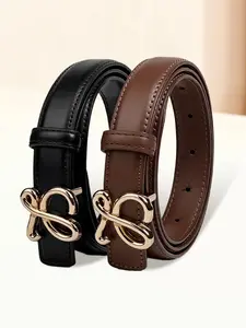 Women's PU Leather Belt, Versatile Waistband for Dresses & Pants, Simple Design, All-Season Durability, Fashionable New Arrival