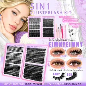 764Pcs Cluster Lash Extension, Eyelash Extensions, Bottom&Spiky Lashes Clusters with Bond And Seal, Tweezers, Different Styles Natural Volume, DIY Fairy/Manga Eyelash, 8-16mm, D Curl Reusable False Eyelashes, Eyelash Book for Daily & Party