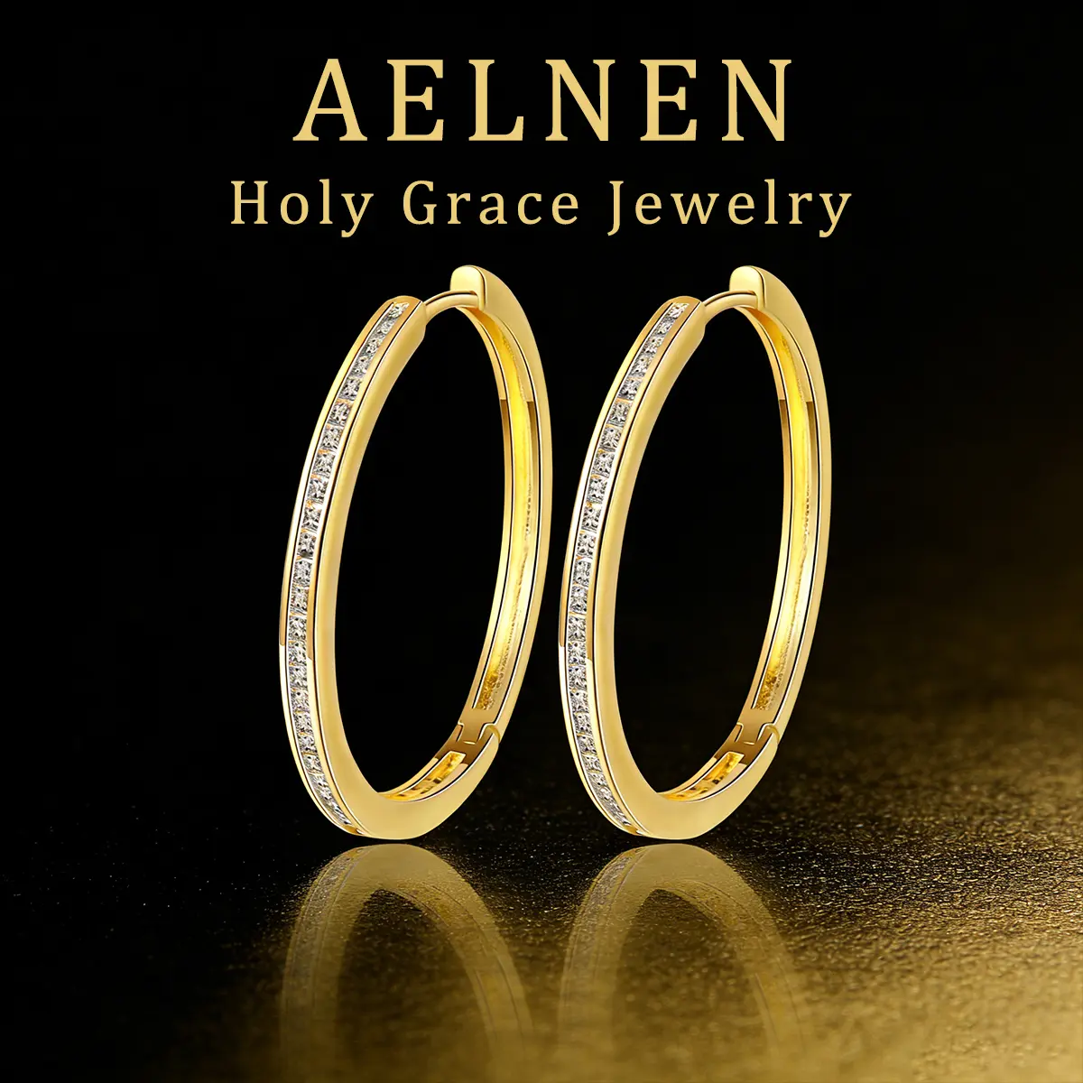 AELNEN S925 Sterling Silver Gold-Plated Finish Cubic Zirconia Female Hoop Earrings - Pave CZ Accent Oval Huggies, Comfortable Stylish Fit, Versatile Gold Look for Daily & Special Occasions, Modern Jewelry