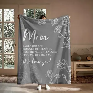 Gifts for Mom Soft Cozy Flannel Throw Blanket, Mothers Day Birthday Gifts for Mom from Kids, Mom Hug Blanket, Lightweight and Breathable – Perfect Holiday Gift