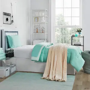 College Freshman Dorm Pack - Twin XL Bedding Bundle - Yucca/Hint of Mint Color Set