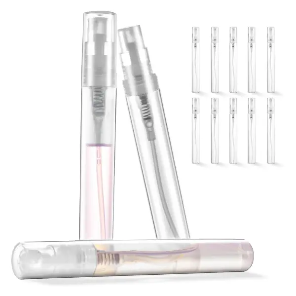 Mini Perfume Sample Bottles, 10 Pack 5 ml Plastic Small Perfume Spray Bottle, Fine Mist, Portable Perfume Travel Refillable Bottle, Upgraded atomizer sprayer for perfume, Clear