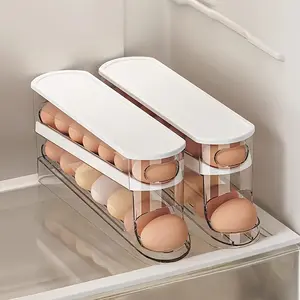 Automatic Egg Storage Box for 12-14 Eggs with Double-Layer Sliding Design | Fresh Egg Organizer with Flip Cover | Space-Saving Egg Rack for Refrigerator, Essential Kitchen Solution for Storing Eggs