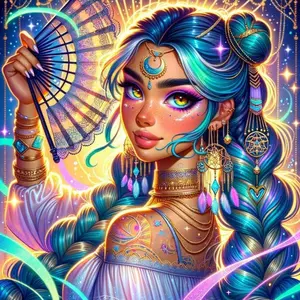 5D DIY Full Drill Round Diamond Painting - Diamond Painting Kit, Fan, Braiding. Mosaic Canvas DIY Wall Art, Home Wall Decoration, Diamond Art Tools