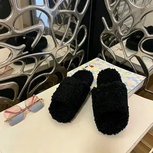 Women's Cozy Slides Collection Soft Stylish Designer Fuzzy Slippers Comfortable Indoor Outdoor Wear in Multiple Colors Classic Plush Material - Footwear