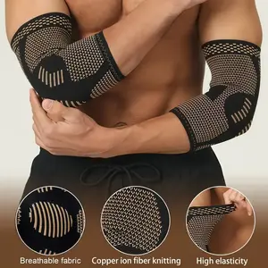 2 pcs Copper Elbow Sleeve,Elbow Compression Sleeve, Elbow Brace For Tendonitis and Tennis Elbow,Golfers, Arthritis, Bursitis, Elbow Pain Relief,Weightlifting, Fit for Men & Women, 4 Size