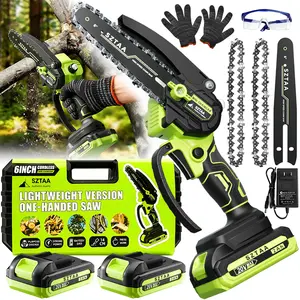 Brushless Mini ChainSaw - Portable Electric Cordless Saw for Wood Cutting, Batteries (2000mAh) ,Pruning, Gardening, Camping - Suitable for Seniors, Women Holiday gifts