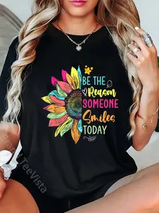 100% Cotton Unisex Motivation Be The Reason Someone Smiles Today Inspired Gifts T-Shirt