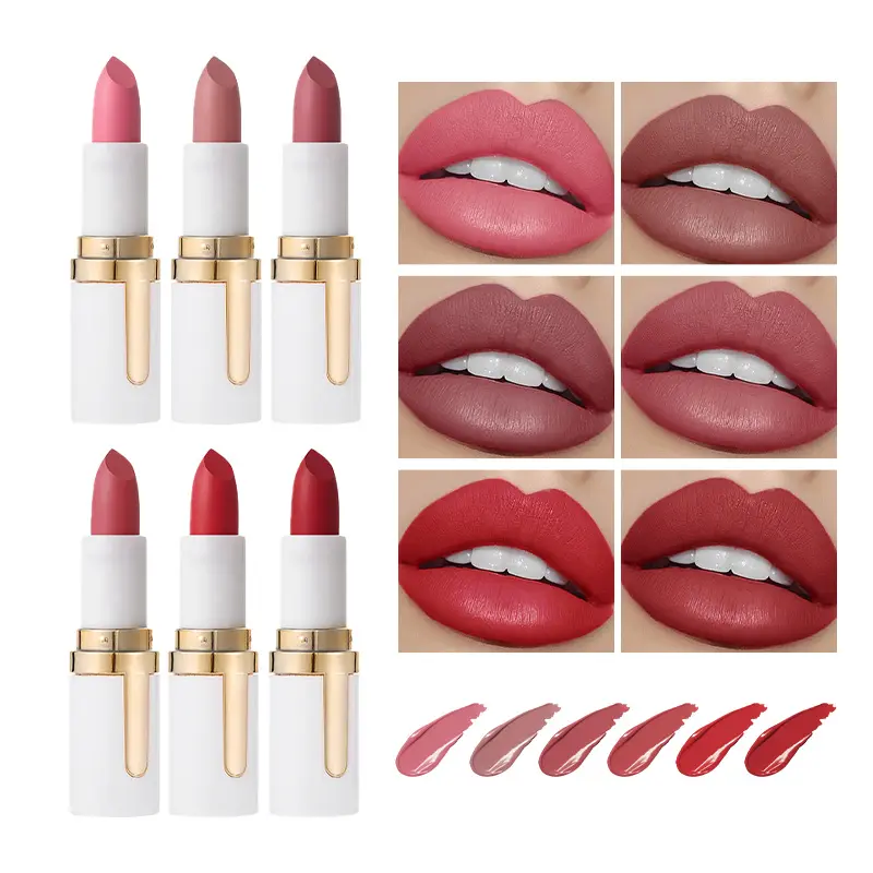 Women's Matte Velvet Flawless Lipstick - Luxury White Gold Tube, Long-Lasting Formula for Makeup