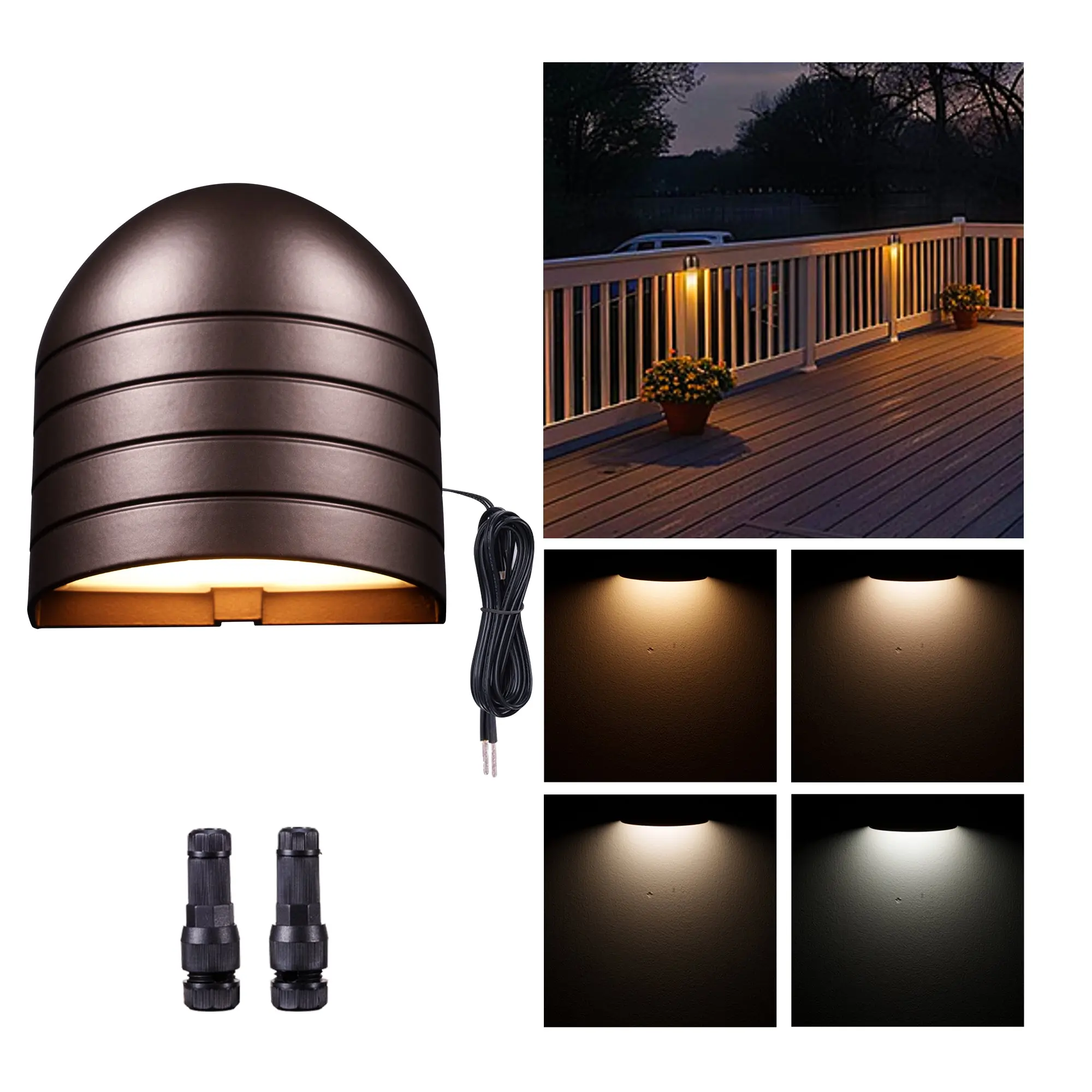 Gardenreet Low Voltage Deck Lights - 12V LED Step Light Outdoor, 2700K/3000K/3500K/4000K/5000K Adjustable, IP65 Waterproof Hardwired Aluminum Lighting for Yard Fence Handrail Wall - Oil-rubbed Bronze/Black(9302)