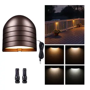 Gardenreet Low Voltage Deck Lights - 12V LED Step Light Outdoor, 2700K/3000K/3500K/4000K/5000K Adjustable, IP65 Waterproof Hardwired Aluminum Lighting for Yard Fence Handrail Wall - Oil-rubbed Bronze/Black(9302)