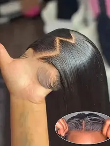 Wear And Go Pre Cut Straight 13x4 Glueless Lace Front Wigs Human Hair Pre-Plucked Transparent Lace Frontal Wig For Women 150% Density Virgin Hair Lace Hairline