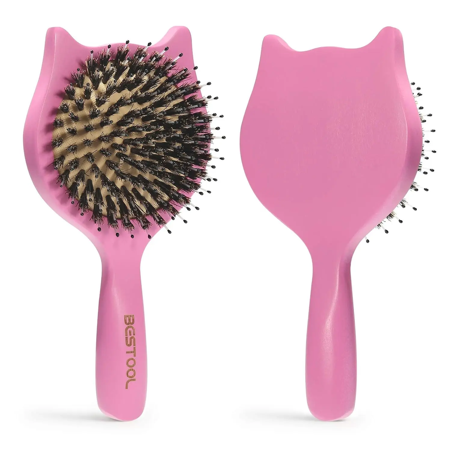 Hairbrush, BESTOOL Compact Travel Hairbrush, suitable for women, men, or children; a boar bristle brush for young children that detangles hair, reduces frizz, and evenly distributes natural oils on the scalp