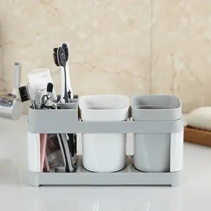 1pc Hollow Design Toothbrush Holder and Toothpaste Holder Set with Drain - Perfect for Bathroom Storage and Organization