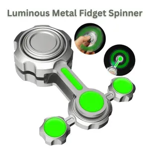 Luminous Metal Fidget Spinner – Glow in the Dark 2-Arm Gear Fidget Toy for Kids & Adults, Stress Relief Sensory Gadget, Anti-Anxiety Desk Toy, Party Favor & Birthday Gift for Boys and Girls