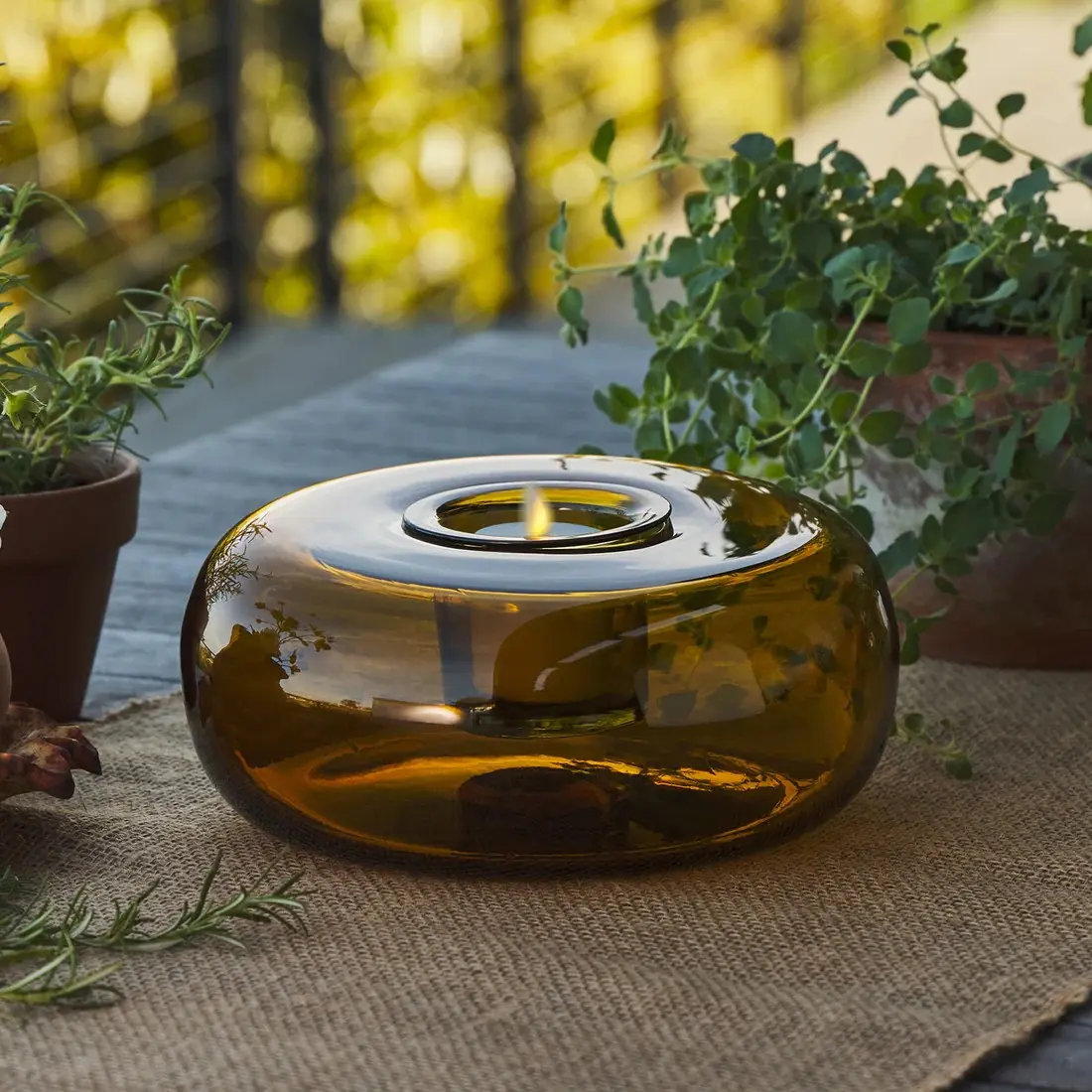 The Hand-Blown Glass Tubular - AMBER - Luminara Flameless Candle