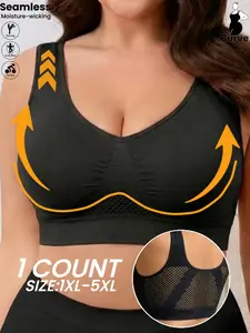 Plus Size Sports Bra, Full Coverage Design, Wire-Free Support, Breathable Comfort, Ideal for Yoga, Fitness, Running