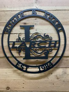 Split letter circle monogram with first names and EST. year