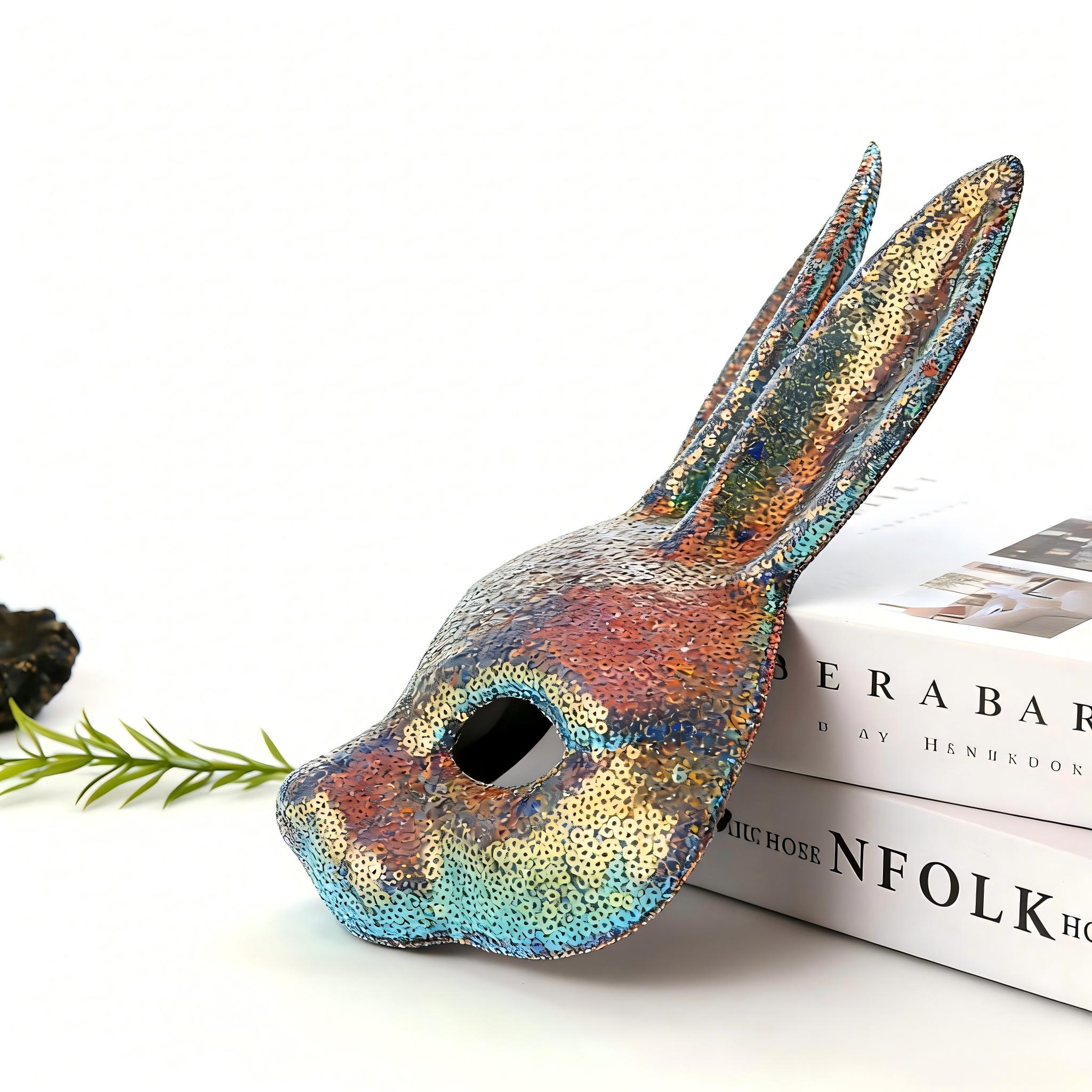 Half Face Sequin Sparkling Bunny Rabbit Mask, Adorable Cartoon Animal Mask for Halloween Easter Party Cosplay Costume Prop, Women Ladies Role Playing Face Cover & Accessory funny gifts adults Adjustable Waist Red with Funny Retirement Ceramic Coffee Mug