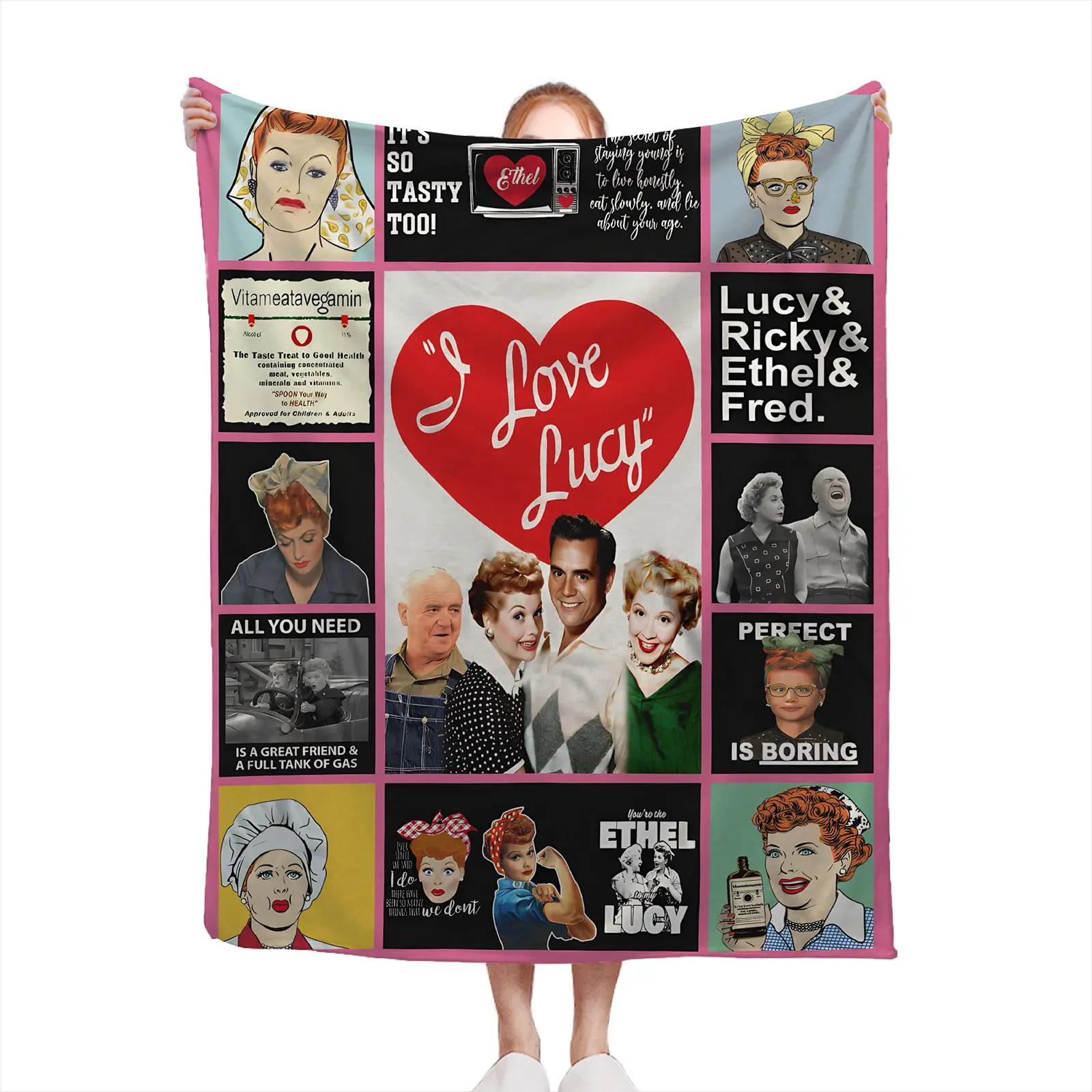 I Love Lucy Flannel Throw Blanket—The Ideal Choice For Minimalists And Couples Alike. Whether You'Re Napping On The Sofa Or Settling In For A Movie, It Creates A Warm And Cozy Home Atmosphere.