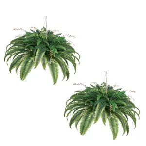 VEVOR Artificial Ferns,  Natural Spread Diameter 37-41 Inch, Large Hanging Fake Boston Ferns, Sunlight Resistant Fake Plant Wall Decor with 80 Branches and Flowerpot, Faux Fern for Home Office Outdoor