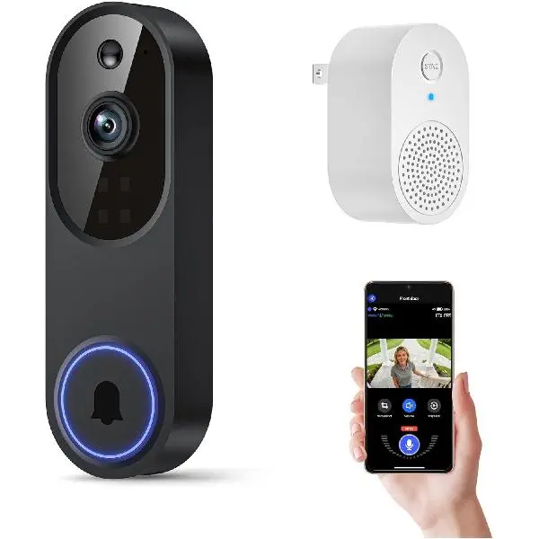 1080P Wireless Video Doorbell Camera with Chime, 2.4GHz WiFi Smart Home Gadget, AI Motion Sensor, 2-Way Audio, Infrared Night Vision, Cloud Storage, Cameras for Home Security System