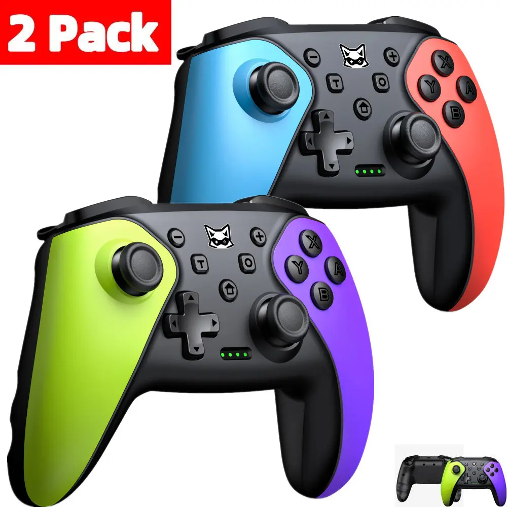 Wireless Pro Controller for Switch 2, Switch, Lite, OLED, Android, iOS & Wired PC Gaming - 1000mAh Battery, 6-Axis Motion Control, Programmable Buttons, Vibration, Adjustable Turbo, Gaming Console Accessory with Cable (Wireless Controllers), Button