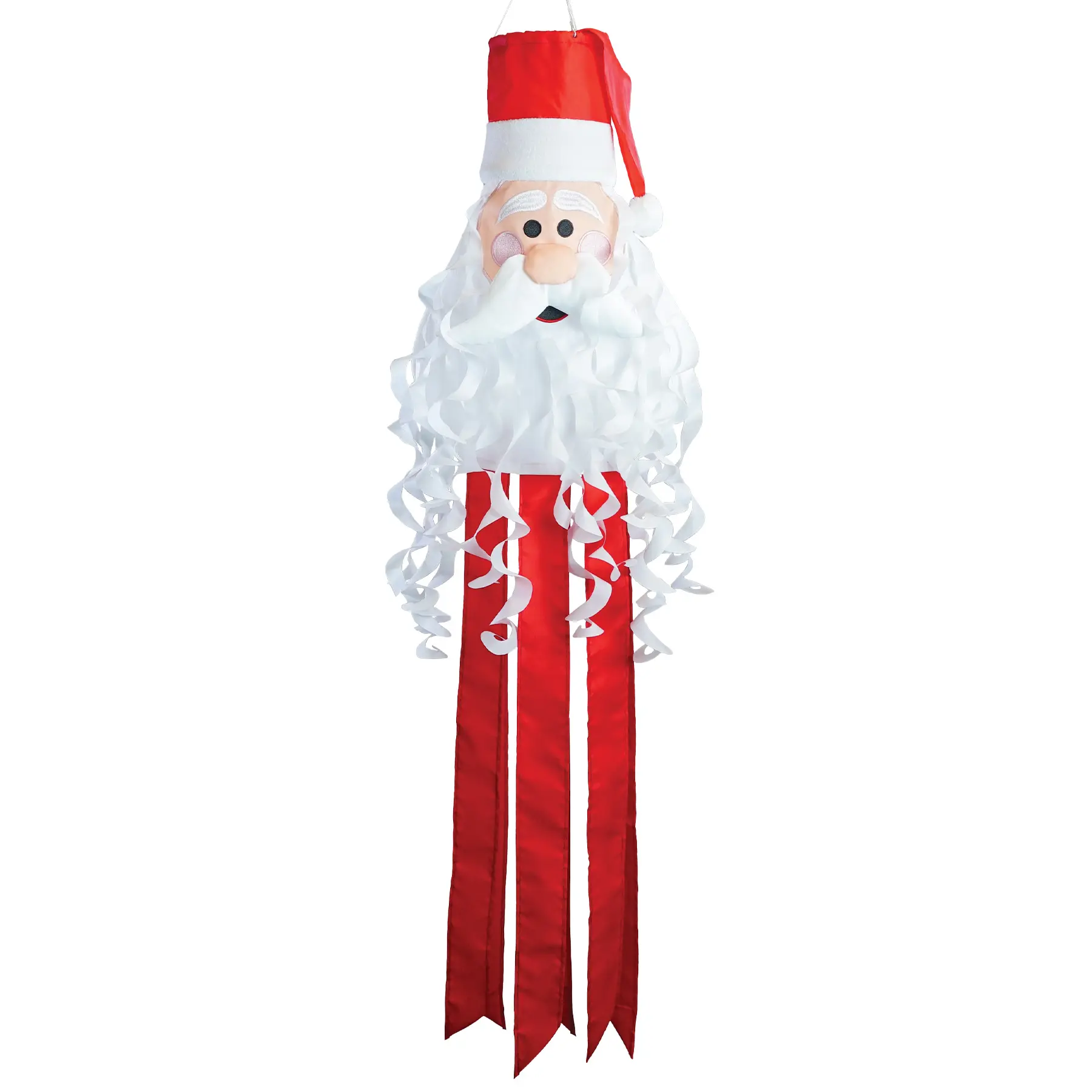 In the Breeze 5226 Santa 3D Windsock Fun St Nick Holiday Christmas Outdoor Porch Decoration with Curly Beard & Soft Hat 14x44 Inches